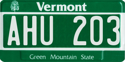 VT license plate AHU203
