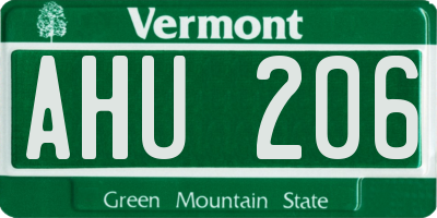 VT license plate AHU206