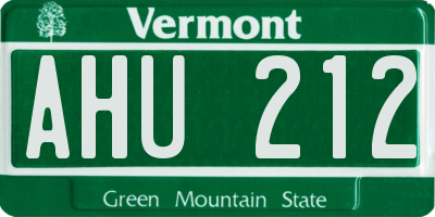 VT license plate AHU212