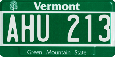 VT license plate AHU213