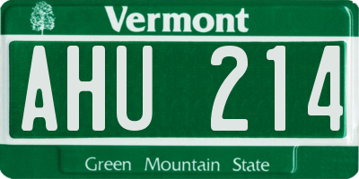 VT license plate AHU214