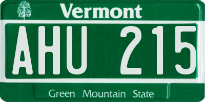 VT license plate AHU215