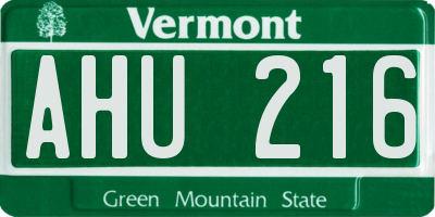 VT license plate AHU216