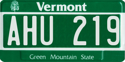 VT license plate AHU219