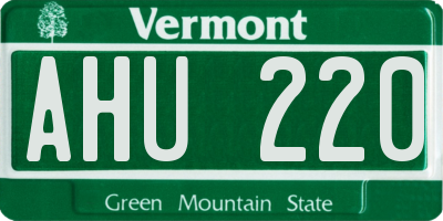 VT license plate AHU220