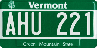 VT license plate AHU221