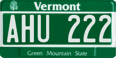 VT license plate AHU222