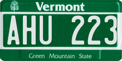 VT license plate AHU223