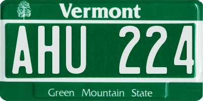 VT license plate AHU224