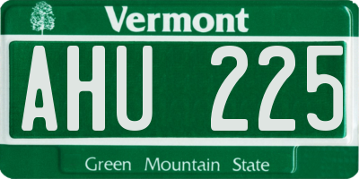VT license plate AHU225