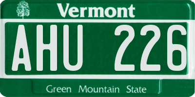 VT license plate AHU226