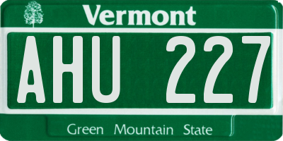 VT license plate AHU227