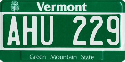 VT license plate AHU229