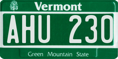 VT license plate AHU230
