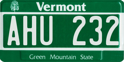VT license plate AHU232