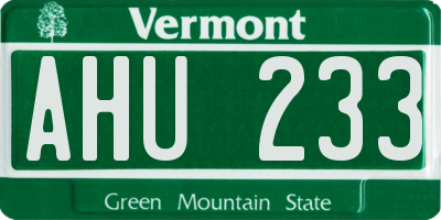 VT license plate AHU233