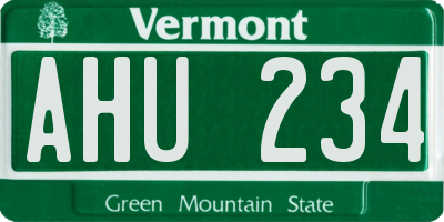 VT license plate AHU234