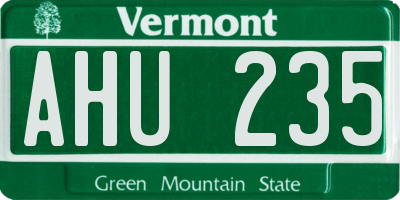 VT license plate AHU235