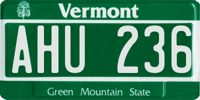 VT license plate AHU236