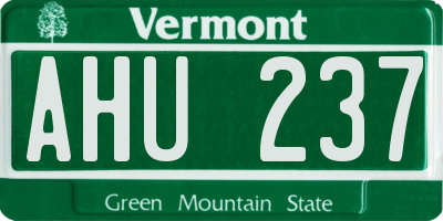 VT license plate AHU237
