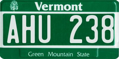 VT license plate AHU238