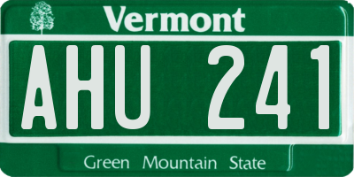 VT license plate AHU241