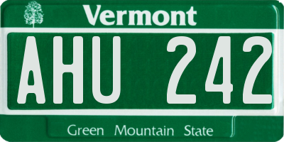 VT license plate AHU242