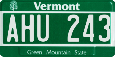 VT license plate AHU243