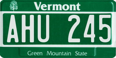 VT license plate AHU245