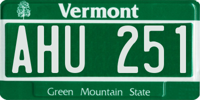 VT license plate AHU251