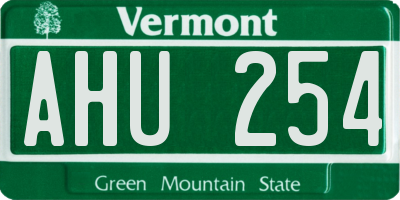 VT license plate AHU254