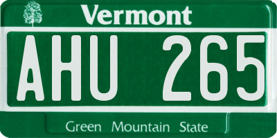 VT license plate AHU265