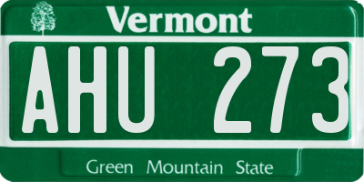 VT license plate AHU273