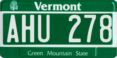 VT license plate AHU278