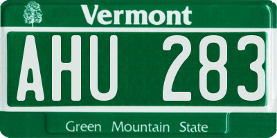 VT license plate AHU283