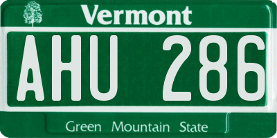 VT license plate AHU286