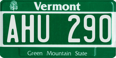 VT license plate AHU290