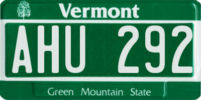 VT license plate AHU292