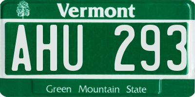 VT license plate AHU293