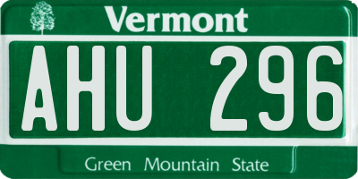VT license plate AHU296