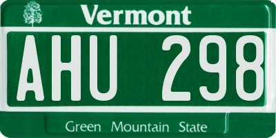 VT license plate AHU298