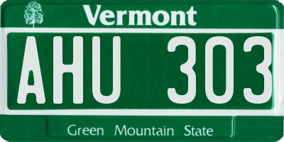 VT license plate AHU303