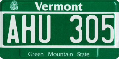 VT license plate AHU305