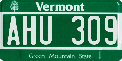 VT license plate AHU309
