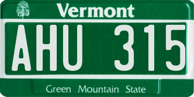 VT license plate AHU315