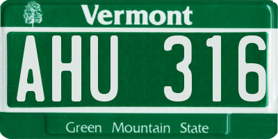 VT license plate AHU316