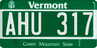 VT license plate AHU317
