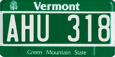 VT license plate AHU318