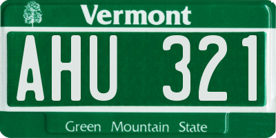 VT license plate AHU321