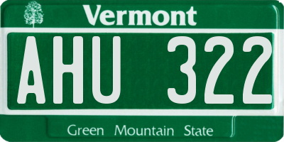 VT license plate AHU322